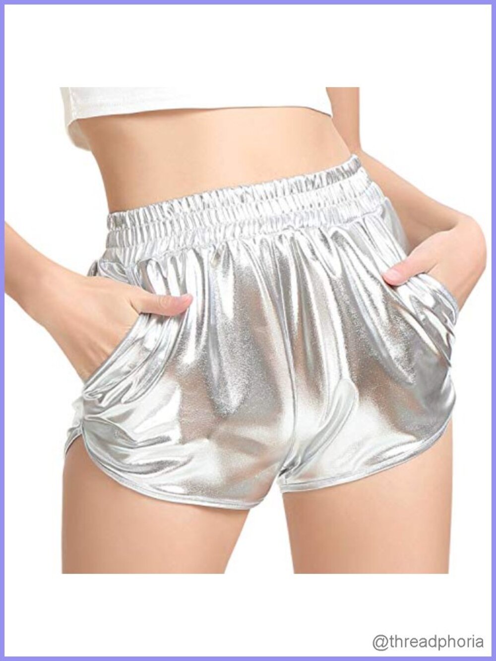 Metallic Shiny Shorts Sparkly Rave Hot Short Pants with Pockets